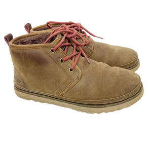 UGG Men's Brown Leather Shoes with Red Laces